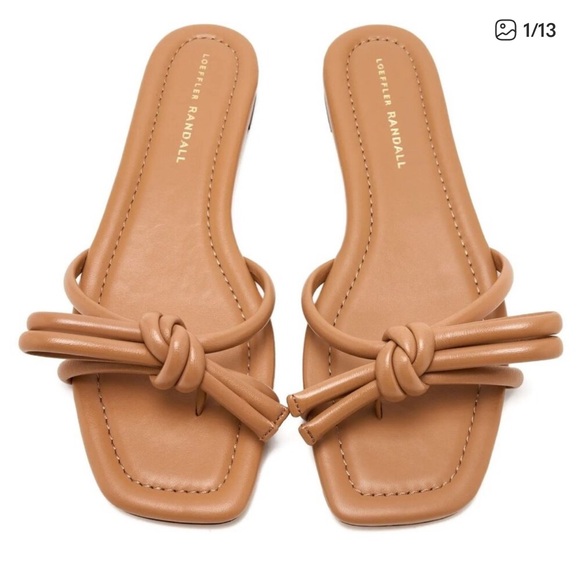 Loeffler Randall Shoes - Loeffler Randall Hadley Bow Flat
SANDALS brown Tan Leather Square
Toe slide 8.5